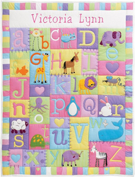 Let's Make Memories Personalized Baby Quilt - 3D Applique & Embroidered Name - Heirloom Keepsake for New Baby Shower - Textured Details - Alphabet & Animals - Nursery Decor - 42x32 - Pastel from SKANDA INTERNATIONAL FZ LLE