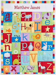 Let's Make Memories Personalized Baby Quilt - 3D Applique & Embroidered Name - Heirloom Keepsake for New Baby Shower - Textured Details - Alphabet & Animals - Nursery Decor - 42x32 - Primary from SKANDA INTERNATIONAL FZ LLE