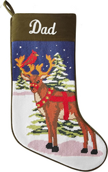 Let's Make Memories Personalized Needlepoint Christmas Stocking - Embroidered Family Stockings - Old-Fashioned Christmas Décor - Mantel Décor - 8"x17" - Customized Embroidered Name - Reindeer from SKANDA INTERNATIONAL FZ LLE