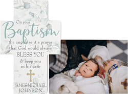 Let's Make Memories Personalized On Your Baptism Cross Frame - For New Parents - Baby Gift - Celebrate Faith - Customize With Message - Teal from SKANDA INTERNATIONAL FZ LLE