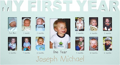 Let's Make Memories Personalized Baby's First 12 Months Photo Frame- New Parents- Newborn- Nursery - Blue from SKANDA INTERNATIONAL FZ LLE