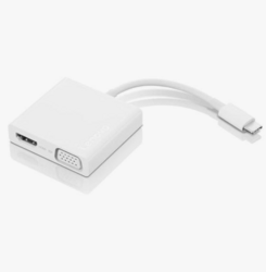 Lenovo USB-C 3-in-1 Travel Hub, 4K HDMI, VGA, USB 3.0, Plug and Play, Only 0.08 lbs, GX90T33021, White from SKANDA INTERNATIONAL FZ LLE