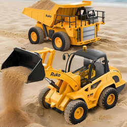 Ruko 1560 Construction Toy Set, Remote Control Dump Truck and Front Loader, 9 Channel RC Vehicles with Realistic Lights for Outdoor Sandbox Play, Gifts for Kids from SKANDA INTERNATIONAL FZ LLE