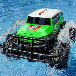 Ruko 1601AMP2 Amphibious Monster Truck for Boys 6-12, 1:10 RC Car, IPX6 Waterproof All-Terrain Remote Control Truck Toy with Lights, 2 Rechargeable Batteries, Gift for Kids (Green) from SKANDA INTERNATIONAL FZ LLE
