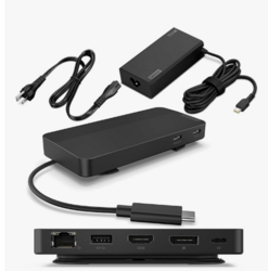 Lenovo USB-C Dual Display Travel Dock w/ 100W Power Adapter - 7 Ports, Integrated USB-C Cable, Universal Compatibility, Dual Displays at 4K - Black from SKANDA INTERNATIONAL FZ LLE