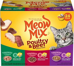 Meow Mix Tenders in Sauce Wet Cat Food, Poultry & Beef Variety Pack, 2.75 Ounce Cup (Pack of 24) from SKANDA INTERNATIONAL FZ LLE