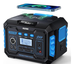 Ruko R299 Portable Power Station 330W, 288.6Wh 9-Port Portable Generator with Flashlight, Wireless Charging, 60W USB-C PD Output, Solar Generator for Outdoor Camping/RVs, Power Supply for Drone, CPAP from SKANDA INTERNATIONAL FZ LLE