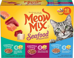 Meow Mix Seafood Favorites Chunks in Gravy Wet Cat Food Variety Pack, 2.75 Ounce (Pack of 12) from SKANDA INTERNATIONAL FZ LLE
