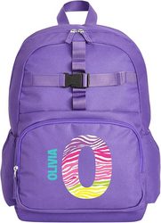 Let's Make Memories Kids Backpack for School - Personalized Back to School Supplies - Bookbag with Optional Lunch Box - Purple - Animal Print from SKANDA INTERNATIONAL FZ LLE