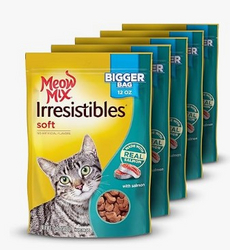 Meow Mix Irresistibles Soft Cat Treats, Salmon, 12 Ounce (Pack of 5)