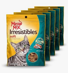 Meow Mix Irresistibles Soft Cat Treats, Salmon, 3 Ounce (Pack of 5) from SKANDA INTERNATIONAL FZ LLE