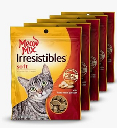 Meow Mix Irresistibles Soft Cat Treats, White Meat Chicken, 3 Ounce (Pack of 5) from SKANDA INTERNATIONAL FZ LLE