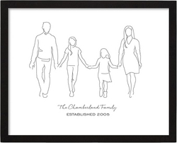 Let's Make Memories Personalized Family Wall Decor - For Her - For Mom - Line Art - Keepsake - Wall Art - 11”x14” Black Framed Print - 4 Family Members from SKANDA INTERNATIONAL FZ LLE