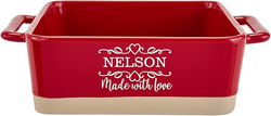Let's Make Memories Personalized Made With Love Stoneware Square Baker- Cookware - For Her -Red from SKANDA INTERNATIONAL FZ LLE