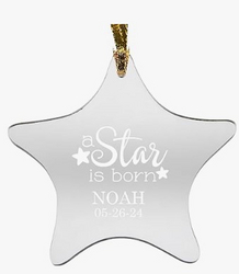 Let's Make Memories Personalized Babys First Christmas Ornament - 2025 Keepsake Ornament - Laser-Engraved Acrylic - Star - A Star is Born from SKANDA INTERNATIONAL FZ LLE