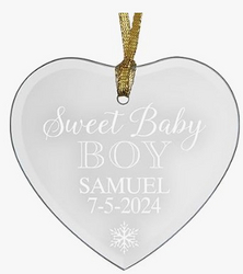 Let's Make Memories Personalized Babys First Christmas Ornament - 2025 Keepsake Ornament - Laser-Engraved Glass - Heart - Sweet Baby Boy from SKANDA INTERNATIONAL FZ LLE