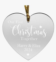Let's Make Memories Personalized First Christmas Ornament - Custom Acrylic Ornament for Couples - Just Married/Engaged - 2025 - Laser-Engraved - Heart
