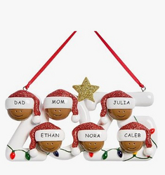 Let's Make Memories Personalized Christmas Ornament for Families - Laser-Engraved Resin - Christmas 2025 Keepsake Ornament - Tree Decor - Dark Skin - 6 Heads from SKANDA INTERNATIONAL FZ LLE