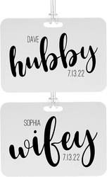 Let’s Make Memories Personalized Hubby and Wifey Luggage Tags - Set of 2 - Hubby/Wifey Design - for Travel - 3.5" Hx5 W from SKANDA INTERNATIONAL FZ LLE