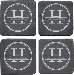 Let's Make Memories Personalized Family Name Slate Coasters - Home Decor for Entertaining & Everyday - Set of 4 - Customize with Initial & Message