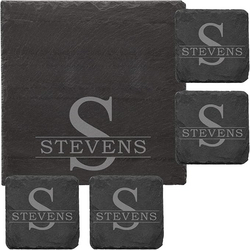 Let's Make Memories Personalized Initially Yours Slate Entertaining 5pc Set - Housewarming Gift - Hostess Gift - Customize with Initial and Name