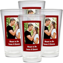 Let's Make Memories Personalized Photo Pint Beer Glass - Celebrate Dad or Grandpa - Red - Set of 4 - Customize With Photo, Message - Holds 16 oz from SKANDA INTERNATIONAL FZ LLE