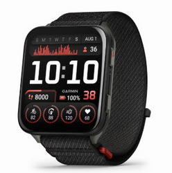 Garmin® Venu® X1, Thin and Lightweight GPS Smartwatch, AMOLED Display, Advanced Health and Fitness Features, Black with Slate Titanium Caseback and Black ComfortFit Nylon Band