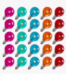 Brightown Multicolor G40 Christmas Replacement Light Bulbs, UL Listed 5 Watt E12 C7 Candelabra Base Glass Bulbs with Colorful Coating, Easily Screw in Strings Spools Strands, 25 Pack from SKANDA INTERNATIONAL FZ LLE