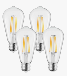 Brightown 4 Pack LED Edison Bulbs, 6W, Equivalent 60W, High Bright 2700K Warm White,750 Lumens, Non-Dimmable, E26 Medium Base ST58 Antique Filament Bulbs with 83+ CRI for Ceiling Fan Bathroom Porch from SKANDA INTERNATIONAL FZ LLE