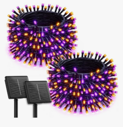 Brightown 2 Pack Halloween Solar String Lights Outdoor, Total 144Ft 400 LED Twinkle Fairy Lights Waterproof with 8 Modes Auto On/Off for Patio Tree Garden Party Home Decorations (Orange&Purple) from SKANDA INTERNATIONAL FZ LLE