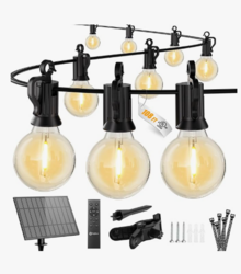 Brightown 108FT Solar String Lights Outdoor with Remote and 52 LED Shatterproof Bulbs, Dimmable & Timable, 3 Light Modes, Solar Patio String Lights Outdoor for Cafe, Garden, Deck, Outside Wedding from SKANDA INTERNATIONAL FZ LLE