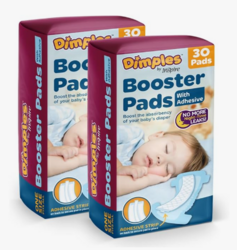 Dimples Booster Pads, Baby Diaper Doubler with Adhesive for Secure Fit | 1 Size Fits All Diapers | Boosts Absorbency No More leaks 60 Count from SKANDA INTERNATIONAL FZ LLE
