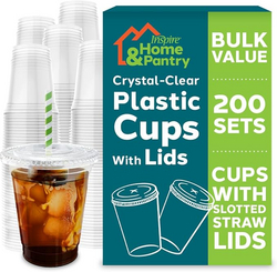 Inspire Disposable Cups with Lids | Bulk Smoothie Cup | Iced Coffee Cups with Lids, 12 Oz - 200 Count from SKANDA INTERNATIONAL FZ LLE