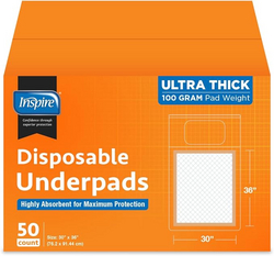 Inspire XL Super Absorbent Bed Pads for Chronic Incontinence 30 x 36 Ultra Thick 100 Grams (50 Count) from SKANDA INTERNATIONAL FZ LLE