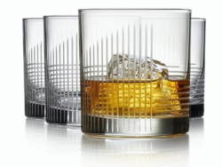 Libbey Cut Cocktails Rocks Glasses Set, Clean, Linear Glassware Drinking Glasses Set of 4, Dishwasher Safe Glasses for Weddings, Birthdays, and More