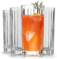 Libbey Flashback Tumbler Glasses Set of 4, Timeless Ridged Cut, 16 Oz Glass Cups, Vintage Inspired Tall Glasses Drinking Set for Birthdays, Parties from SKANDA INTERNATIONAL FZ LLE