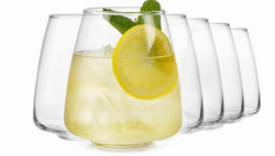 Libbey Stackable Stemless Wine Glasses Set of 6, Tapered Bulb Shaped All Purpose Wine Glass Set, Dishwasher Safe Glass Wine Glasses, Cocktail from SKANDA INTERNATIONAL FZ LLE