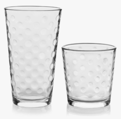 Libbey Awa Tumbler and Rock Glasses Drinking Set, Elegant Polka Dot Drinking Glasses Set of 16, All Purpose Glass Cups Set for Events and Everyday Use