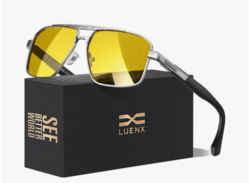 LUENX Aviator Sunglasses for Men Retro Square Polarized Polygon Shades UV 400 Protection