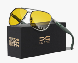 LUENX Aviator Sunglasses for Men Square Polarized Polygon Shades UV400 Sun Glasses with Accessories from SKANDA INTERNATIONAL FZ LLE