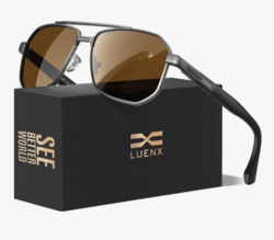 LUENX Men's Aviator Sunglasses Polarized Square Polygon Retro Shades UV 400 Protection