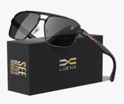 LUENX Aviator Sunglasses for Men Square Polarized Polygon Lens - UV 400 Protection