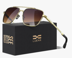 LUENX Mens Women Polarized Sunglasses Aviator, Square Polygon Lens Driving UV 400 Protection With Accessories 58mm from SKANDA INTERNATIONAL FZ LLE