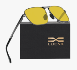 LUENX Rectangular Polarized Aviator Sunglasses for Men Retro Pilot Shades Driving UV400 Protection from SKANDA INTERNATIONAL FZ LLE