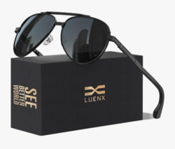 LUENX Aviator Sunglasses for Men Women Polarized, Driving Trendy Retro Sun Glasses UV400 Protection With Accessories 60mm from SKANDA INTERNATIONAL FZ LLE