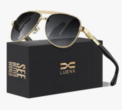 LUENX Aviator Sunglasses for Men Polarized Trendy Shades Driving UV 400 Protection from SKANDA INTERNATIONAL FZ LLE