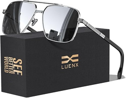 LUENX Polarized Square Aviator Sunglasses for Men,Trendy Retro Oversized Rectangular Frame UV400 Protection from SKANDA INTERNATIONAL FZ LLE