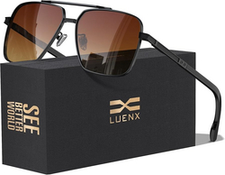 LUENX Mens Women Polarized Sunglasses Aviator, Square Polygon Lens Driving UV 400 Protection With Accessories 58mm from SKANDA INTERNATIONAL FZ LLE