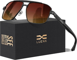 LUENX Aviator Sunglasses for Men Retro Square Polarized Polygon Shades UV 400 Protection from SKANDA INTERNATIONAL FZ LLE