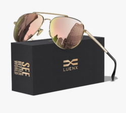 LUENX Aviator Sunglasses for Men Women Polarized Driving Classic Shades - UV 400 Protection with Accessories 60MM from SKANDA INTERNATIONAL FZ LLE
